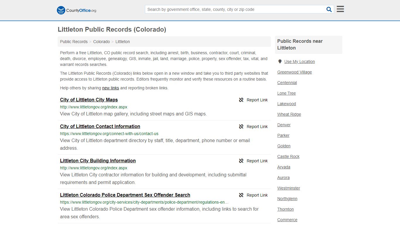 Littleton Public Records (Colorado) - County Office