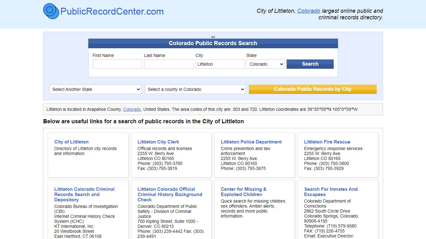 Littleton Colorado Public Records and Criminal Background Check