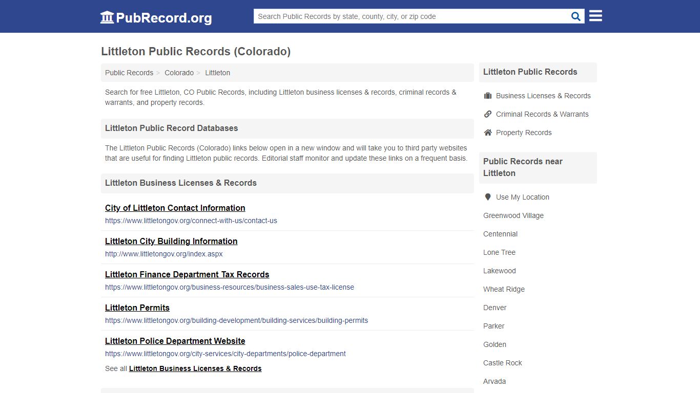 Free Littleton Public Records (Colorado Public Records)